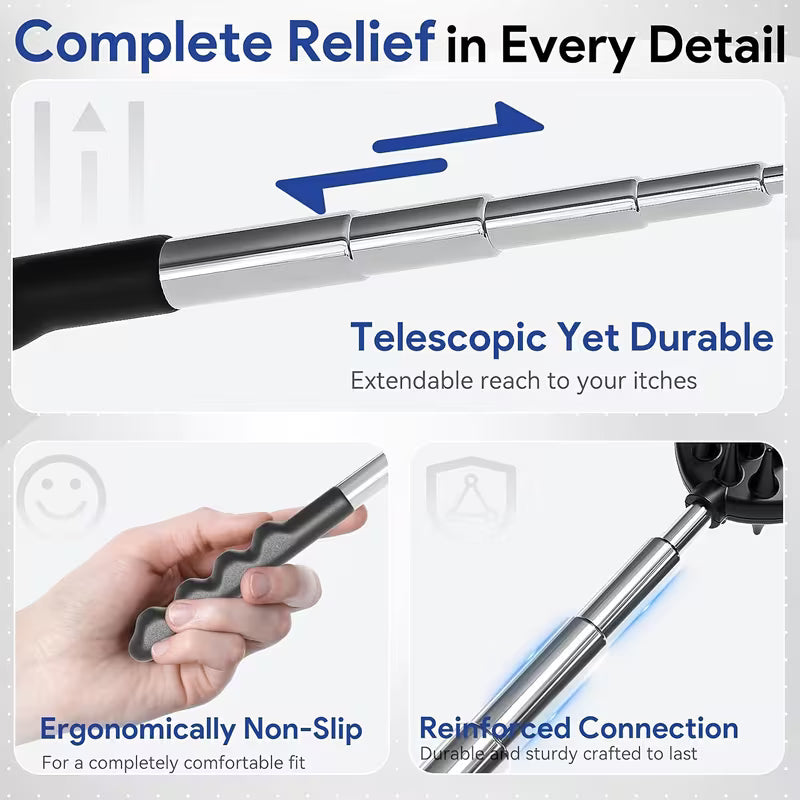 4-in-1 Back Scratcher with Telescoping Pole & Multi