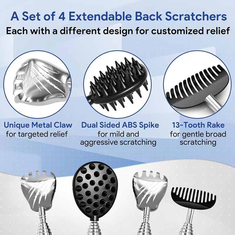 4-in-1 Back Scratcher with Telescoping Pole & Multi